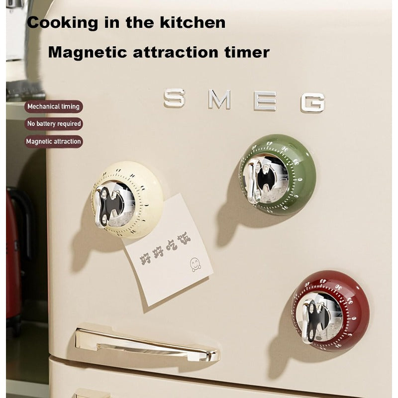 Kitchen Timer Mechanical Wind-Up Stainless Steel & Magnetic Base