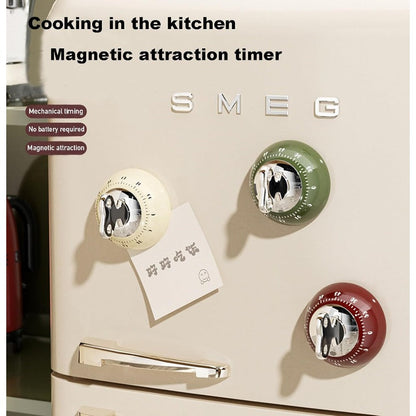 Kitchen Timer Mechanical Wind-Up Stainless Steel & Magnetic Base