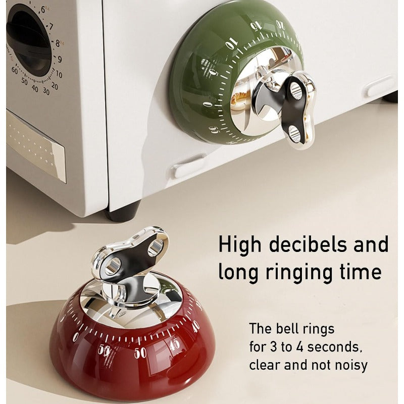 Kitchen Timer Mechanical Wind-Up Stainless Steel & Magnetic Base