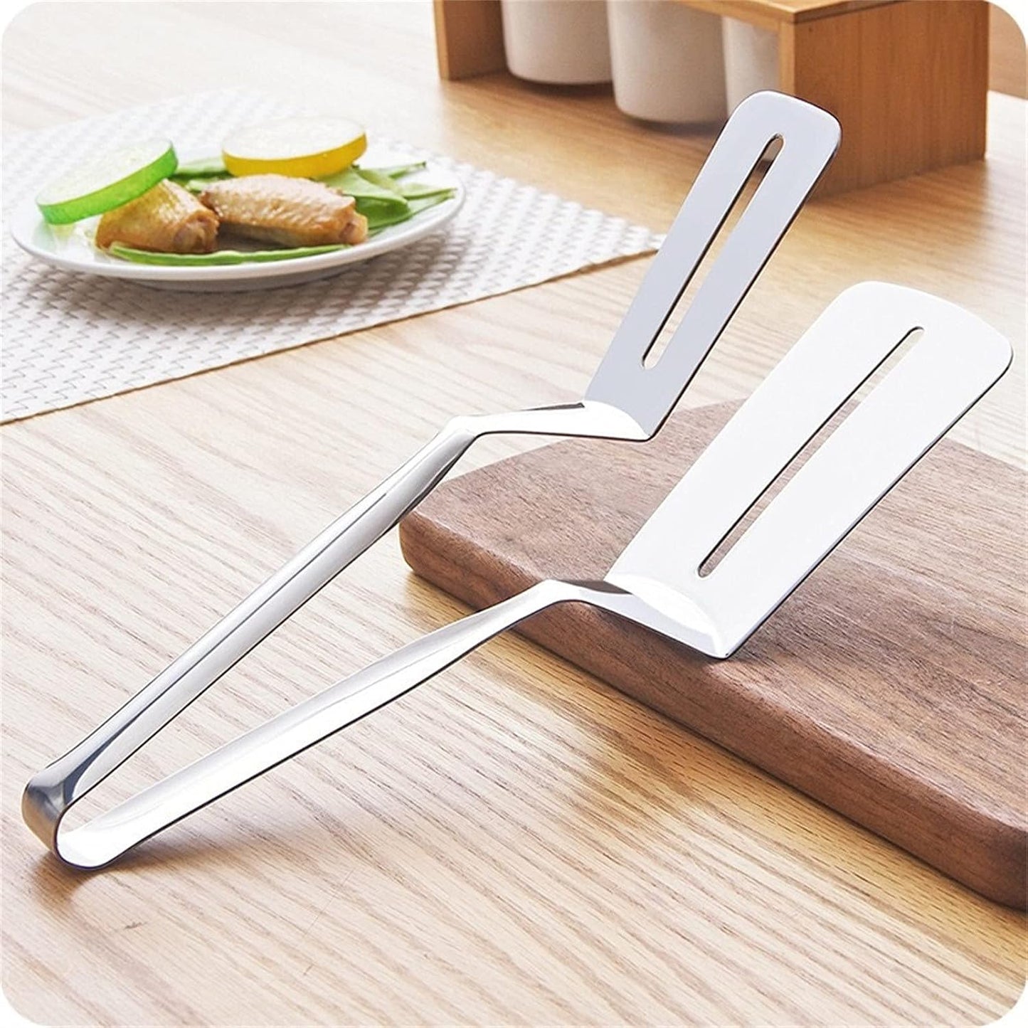 Kitchen Tongs 2-in-1 Turner & Clamp Stainless Steel