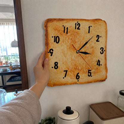 Kitchen Wall Clock Toast Shaped Silent Quartz