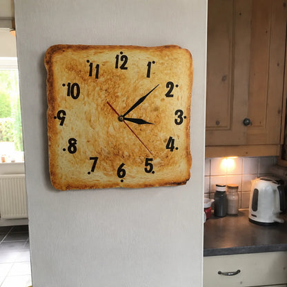 Kitchen Wall Clock Toast Shaped Silent Quartz