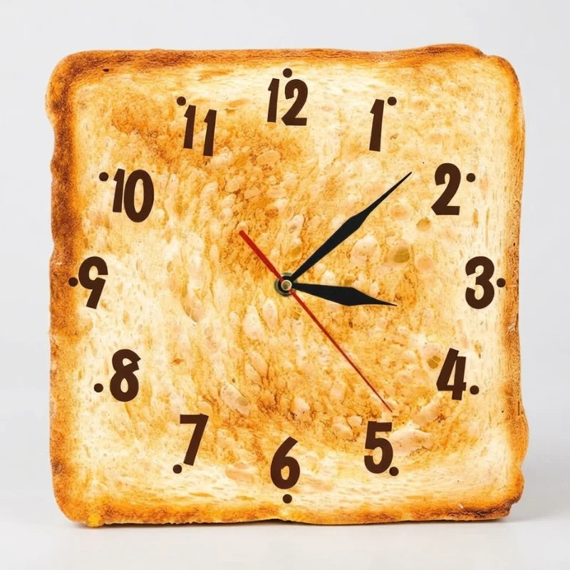 Kitchen Wall Clock Toast Shaped Silent Quartz