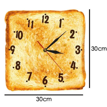 Kitchen Wall Clock Toast Shaped Silent Quartz
