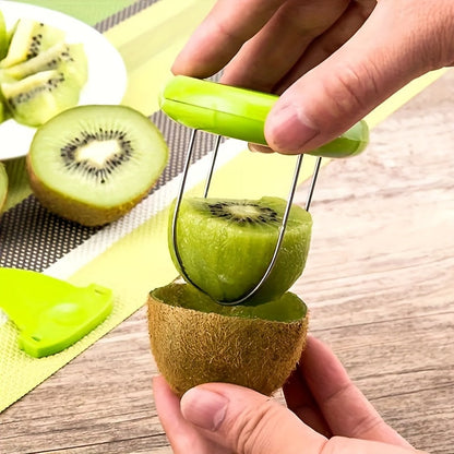 Kiwi Slicer Stainless Steel Blades & Ergonomic Non-Slip Grip