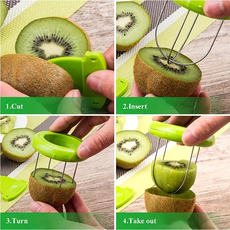 Kiwi Slicer Stainless Steel Blades & Ergonomic Non-Slip Grip