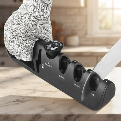 Knife Sharpener 4-in-1 Scissor Slot & Non-Slip Base