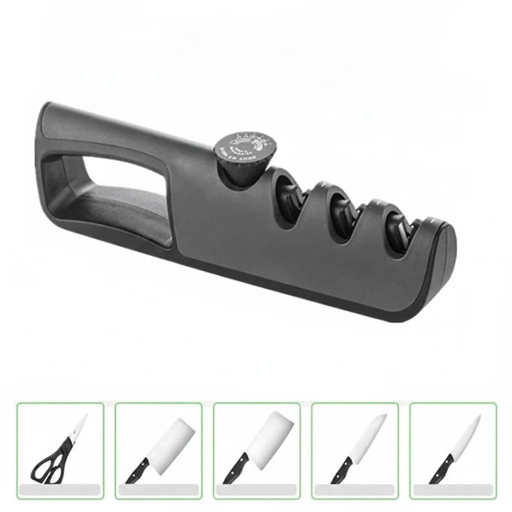 Knife Sharpener 4-in-1 Scissor Slot & Non-Slip Base