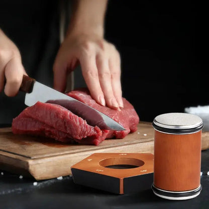 Knife Sharpener Manual Rolling Magnetic Angle Guide Wood Base