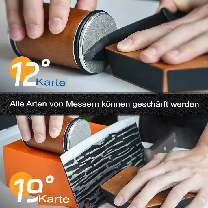 Knife Sharpener Manual Rolling Magnetic Angle Guide Wood Base