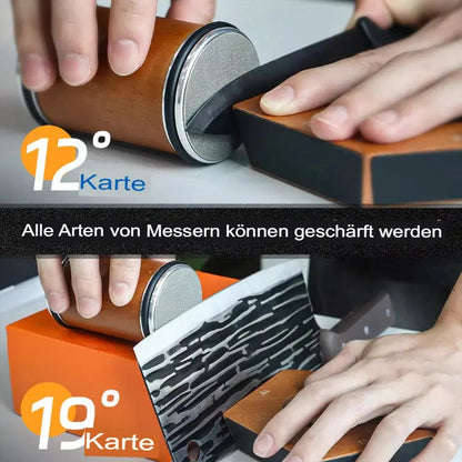 Knife Sharpener Manual Rolling Magnetic Angle Guide Wood Base