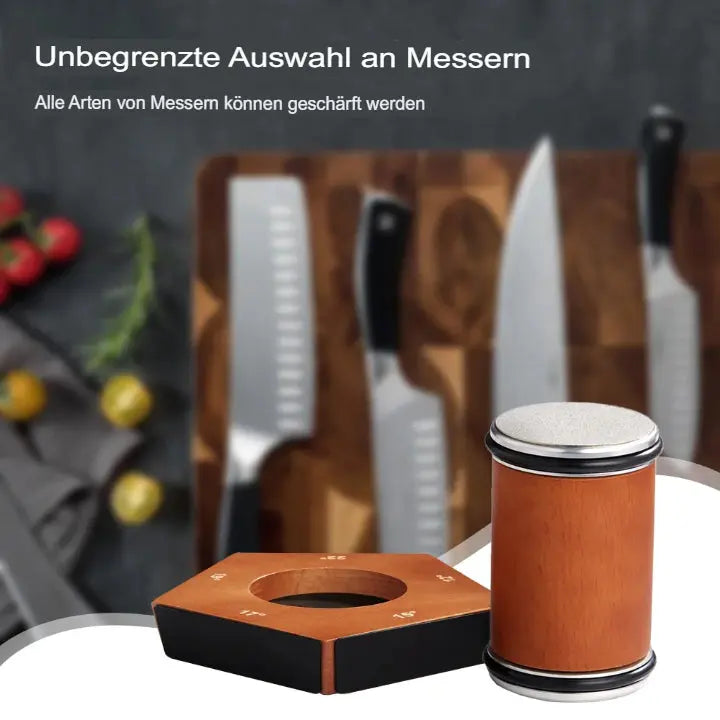 Knife Sharpener Manual Rolling Magnetic Angle Guide Wood Base