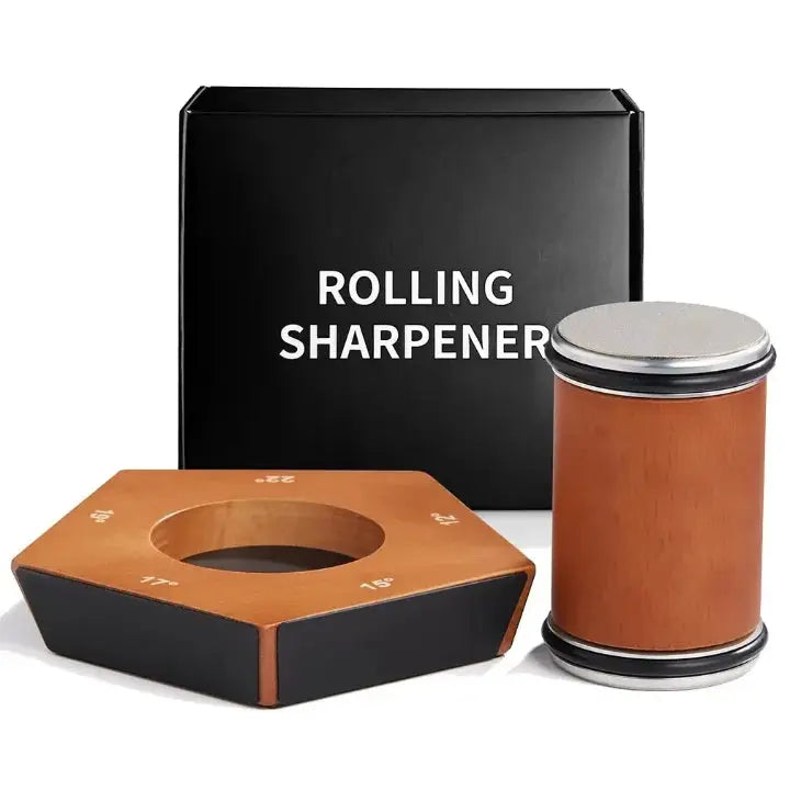 Knife Sharpener Manual Rolling Magnetic Angle Guide Wood Base