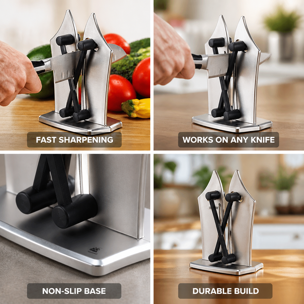 Knife Sharpener Tungsten Carbide Fast Sharpening Non-Slip Base