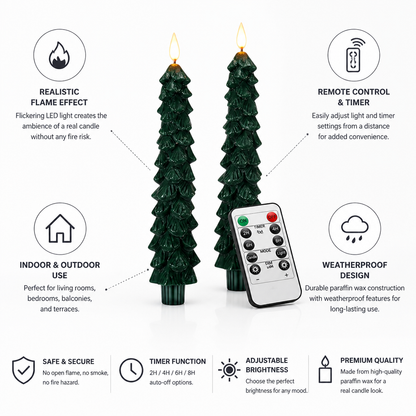 LED Candle Realistic Flicker Remote & Timer Weatherproof