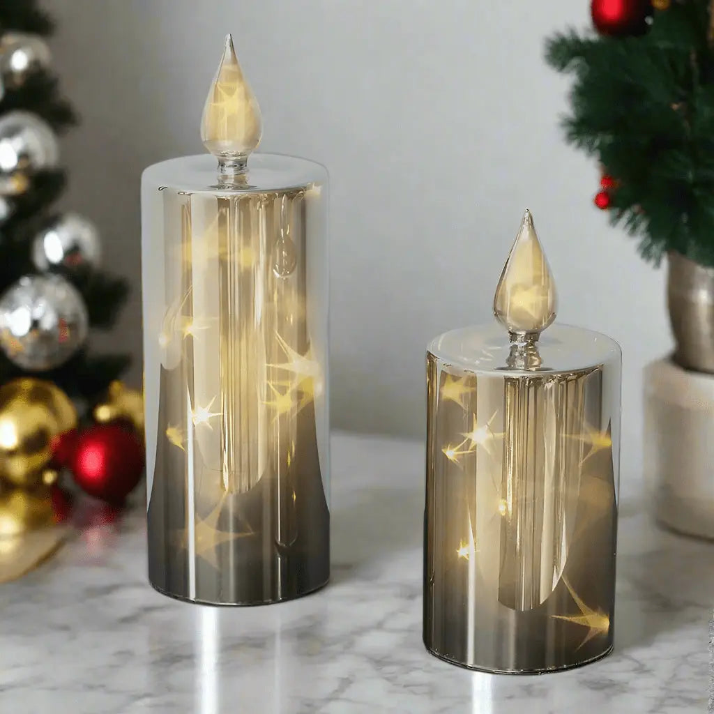 LED Candles Smoky Glass Warm White Six Hour Timer