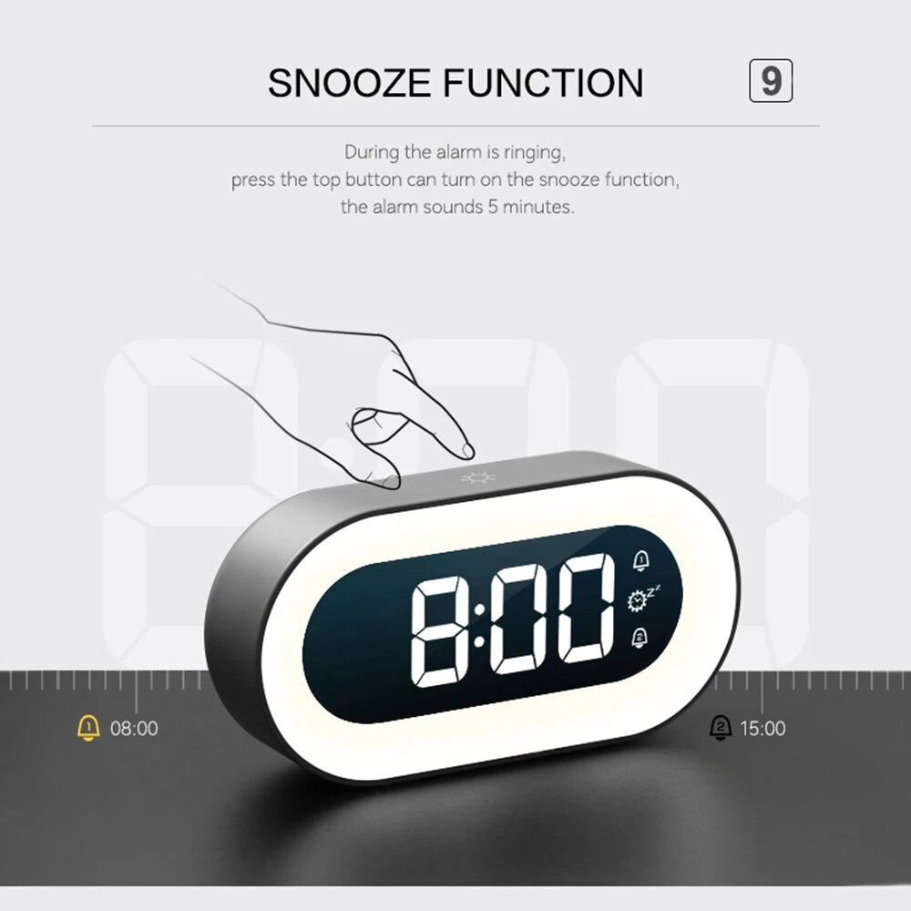 LED Digital Alarm Clock 5.7-Inch Dimmable Night Light