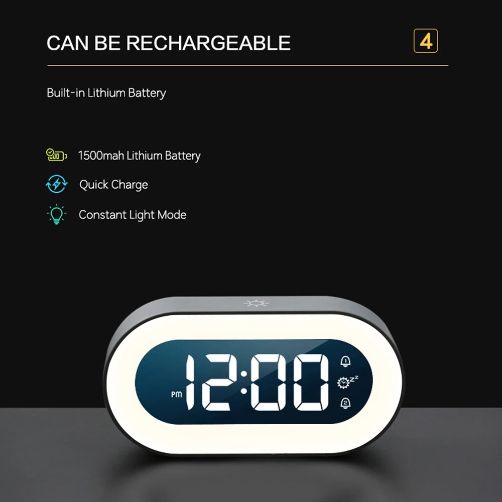 LED Digital Alarm Clock 5.7-Inch Dimmable Night Light