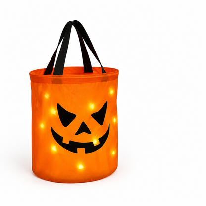 LED Glow & Collapsible Fabric Candy Bucket (Jack-O'-Lantern)