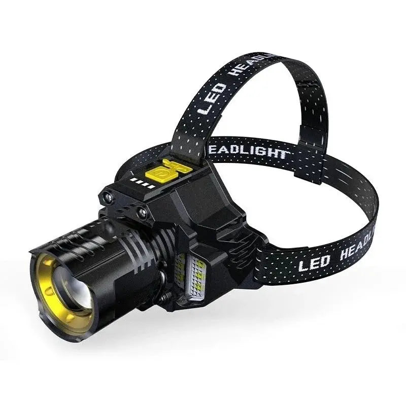 LED Headlamp Dual-Beam Zoom Contactless Wave Sensor USB-C Rechargeable
