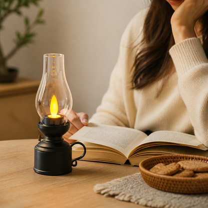LED Lantern Realistic Flame Battery Operated Indoor & Outdoor