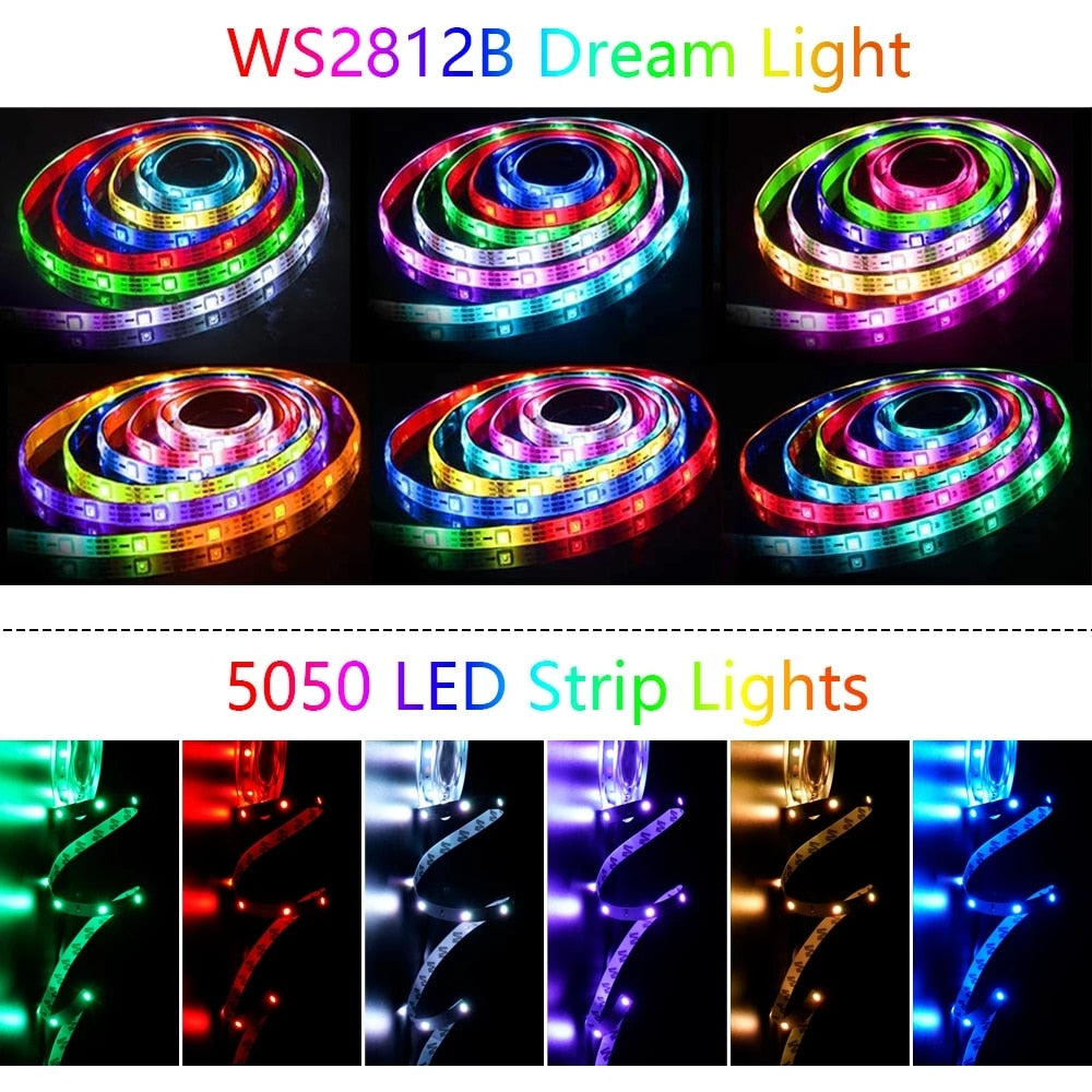 LED Light Strip Music-Reactive RGB Bluetooth App & Remote