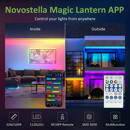 LED Light Strip Music-Reactive RGB Bluetooth App & Remote