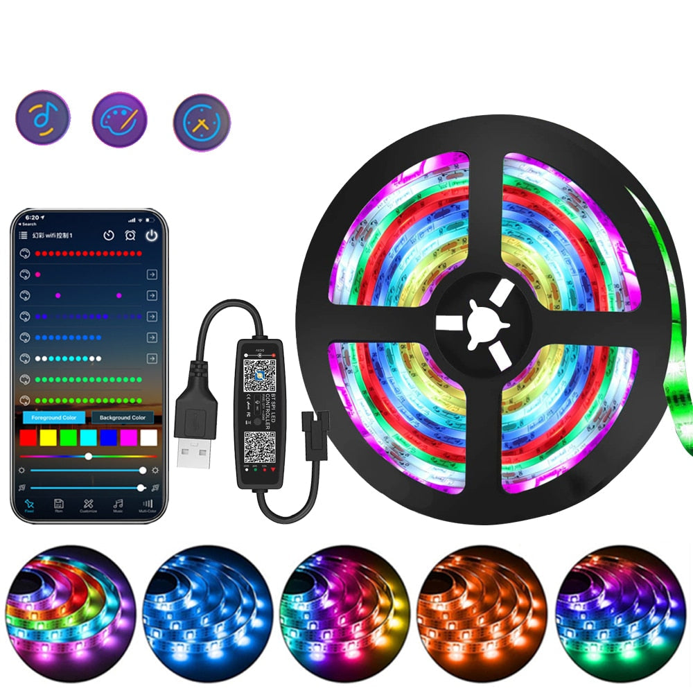 LED Light Strip Music-Reactive RGB Bluetooth App & Remote