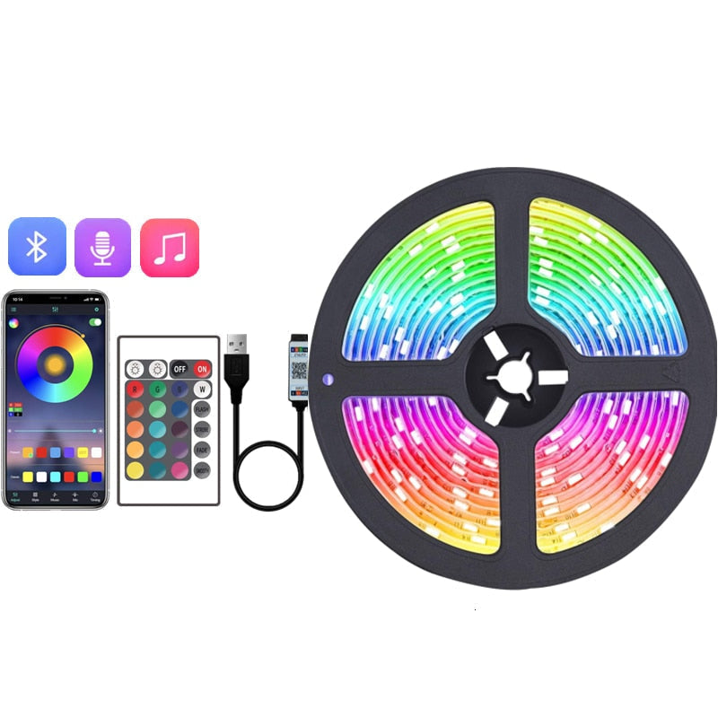 LED Light Strip Music-Reactive RGB Bluetooth App & Remote