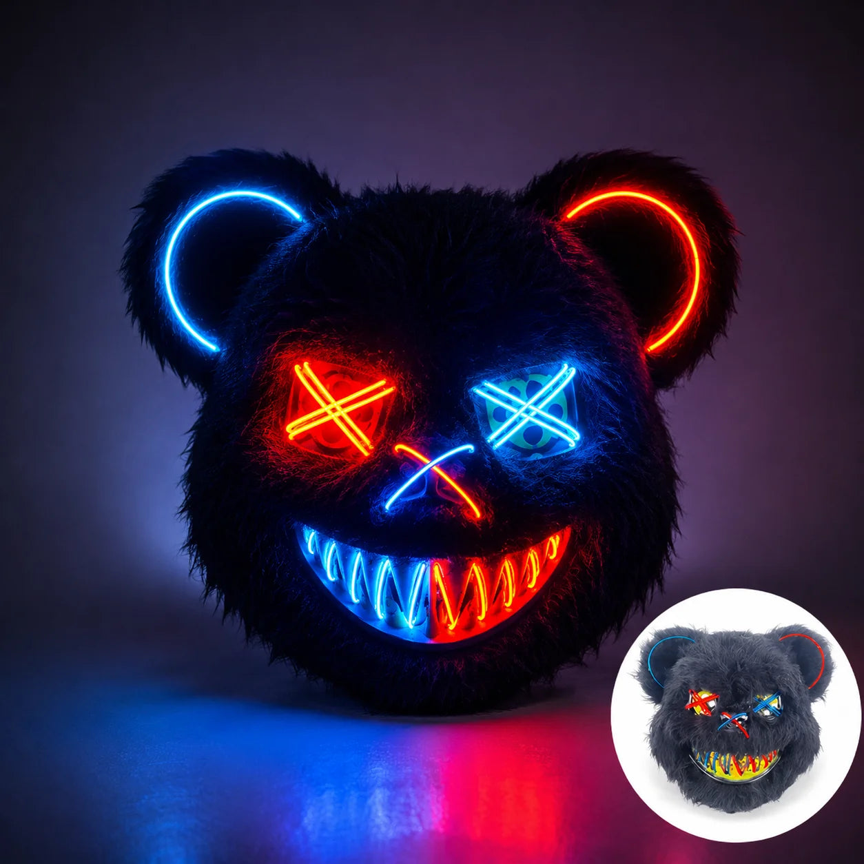 LED Mask Fiber-Optic Neon Multiple Modes Battery-Powered