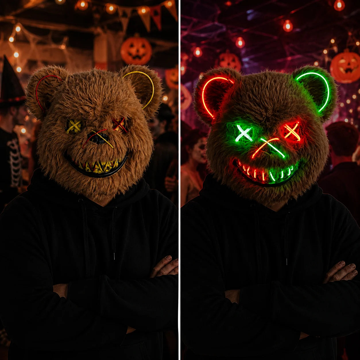 LED Mask Fiber-Optic Neon Multiple Modes Battery-Powered