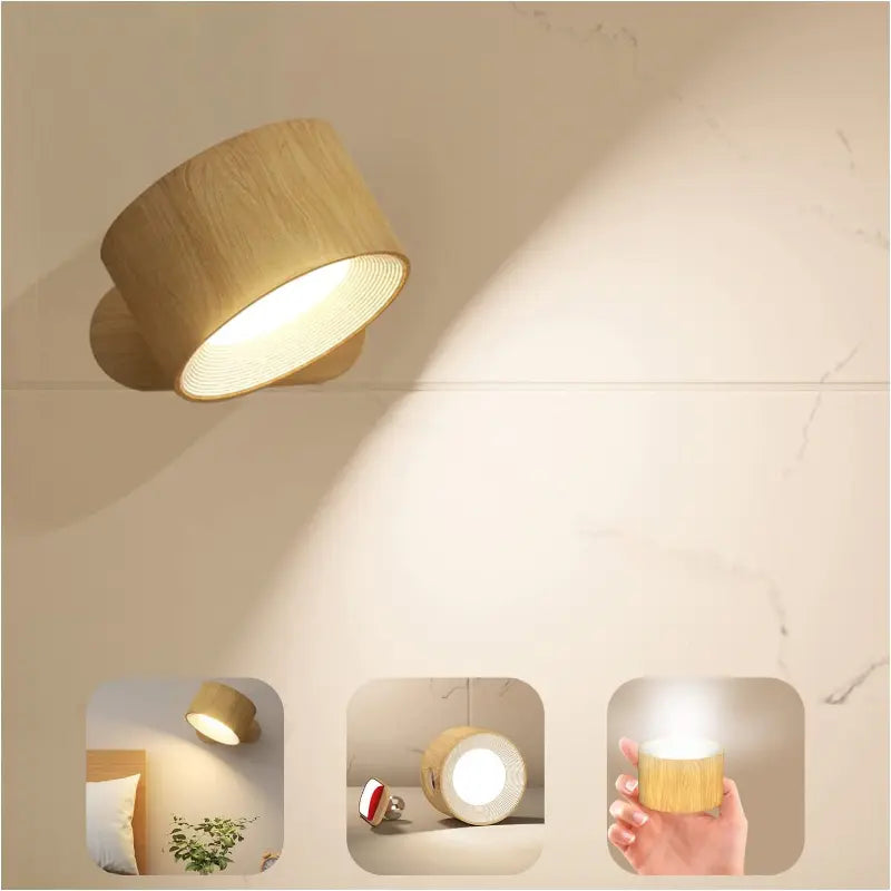 LED Wall Lamp Rechargeable 360° Swivel Adjustable Color Temp