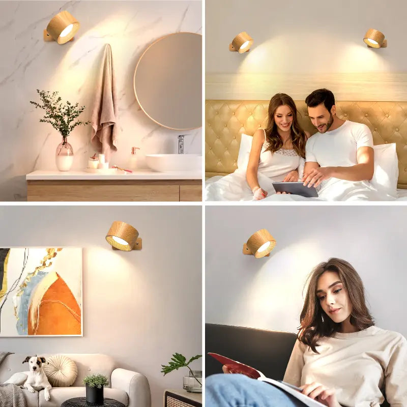 LED Wall Lamp Rechargeable 360° Swivel Adjustable Color Temp