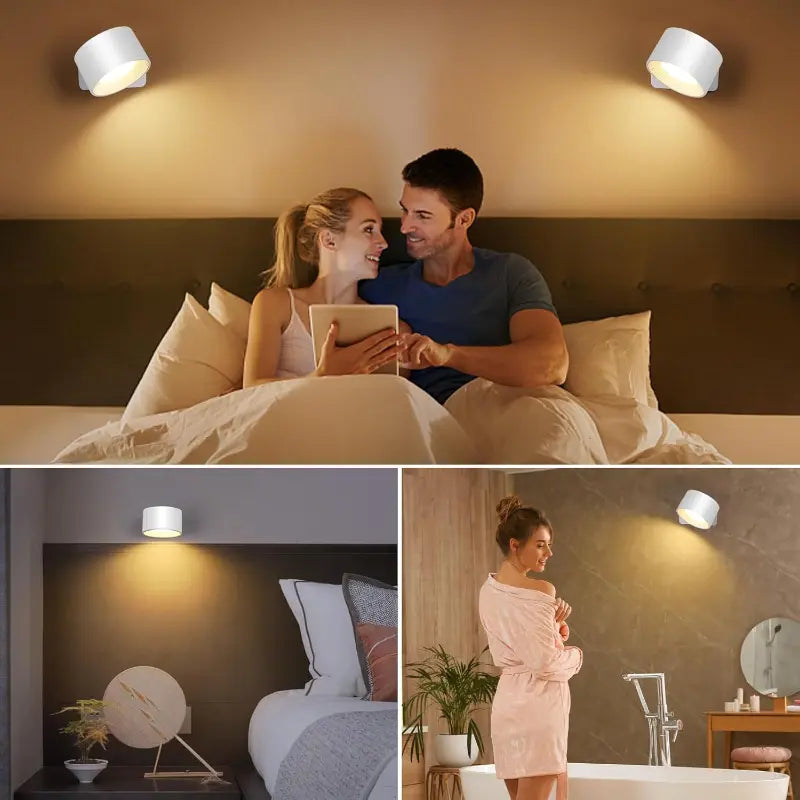 LED Wall Lamp Rechargeable 360° Swivel Adjustable Color Temp