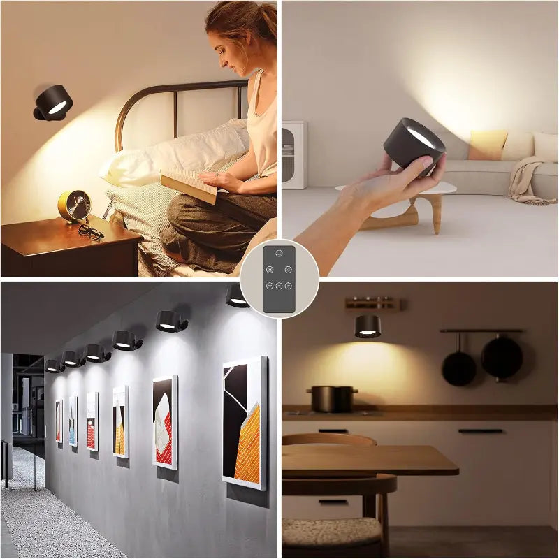 LED Wall Lamp Rechargeable 360° Swivel Adjustable Color Temp