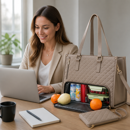 Laptop Tote Bag Quilted Insulated & Water-Resistant