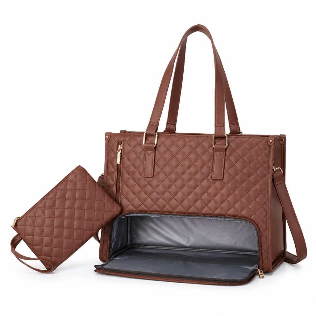 Laptop Tote Bag Quilted Insulated & Water-Resistant
