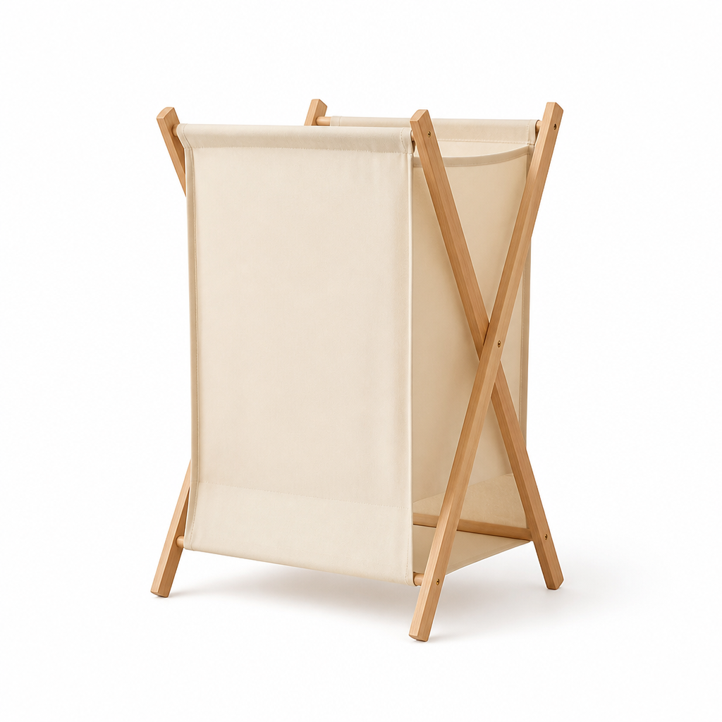 Laundry Basket Foldable Solid Wood Removable & Washable Liner