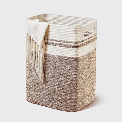 Laundry Basket Large Foldable Two-Tone Cotton Rope