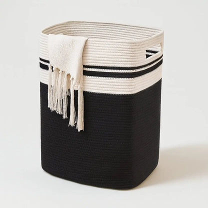 Laundry Basket Large Foldable Two-Tone Cotton Rope