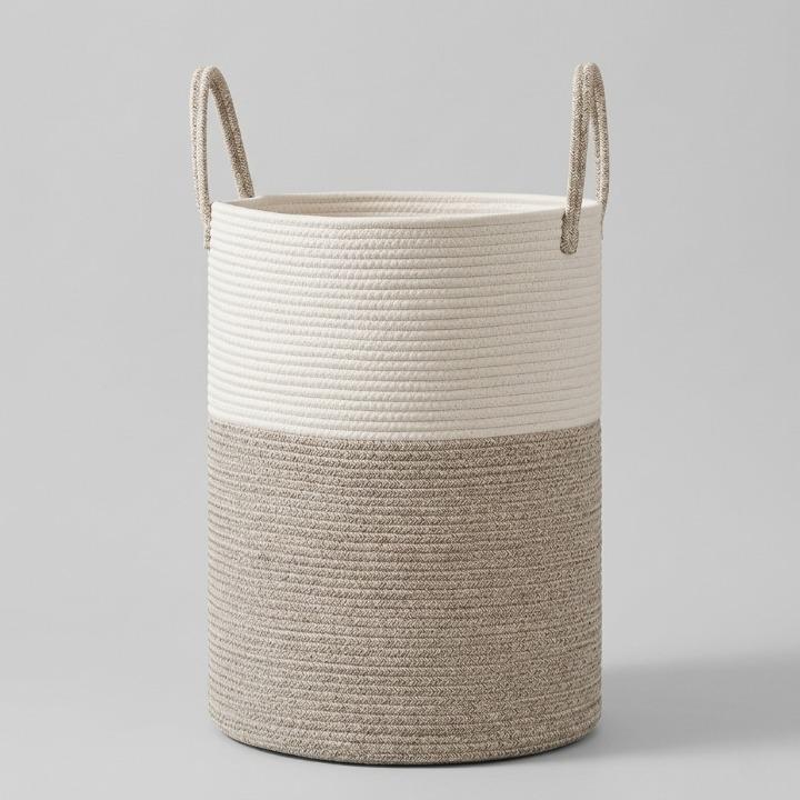 Laundry Basket Woven Cotton Foldable 58 L Capacity