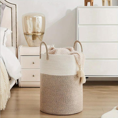Laundry Basket Woven Cotton Foldable 58 L Capacity