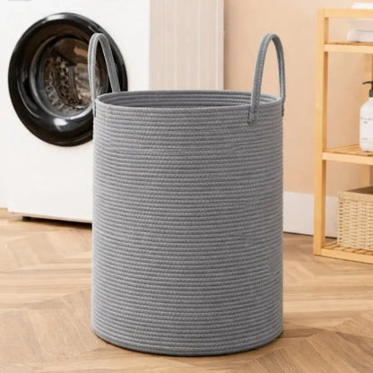 Laundry Basket Woven Cotton Foldable 58 L Capacity