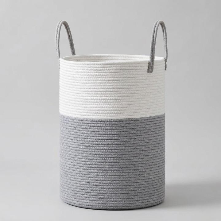Laundry Basket Woven Cotton Foldable 58 L Capacity
