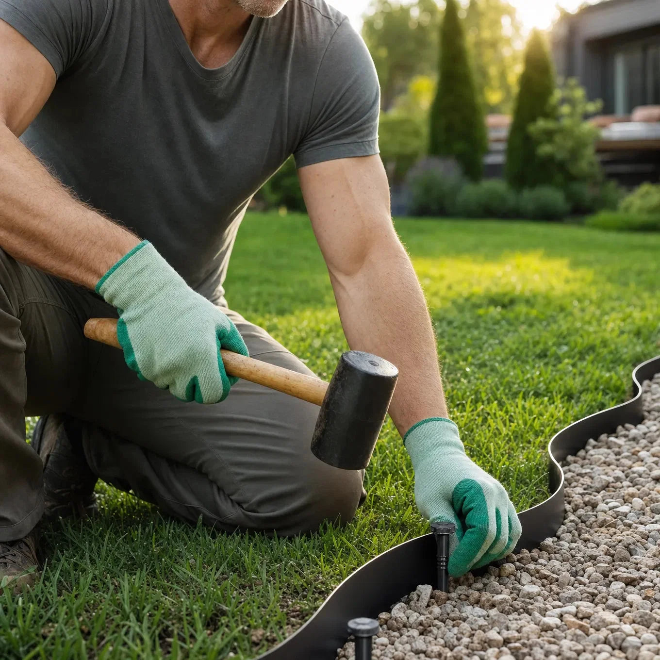 Lawn Edging Flexible No-Dig Stakes Included