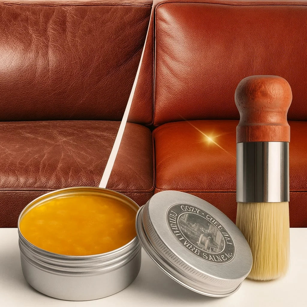 Leather Care Balm Natural Wax Colorless Includes Wooden Brush