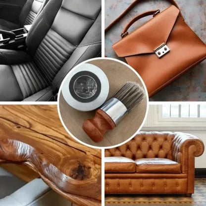 Leather Care Balm Natural Wax Colorless Includes Wooden Brush