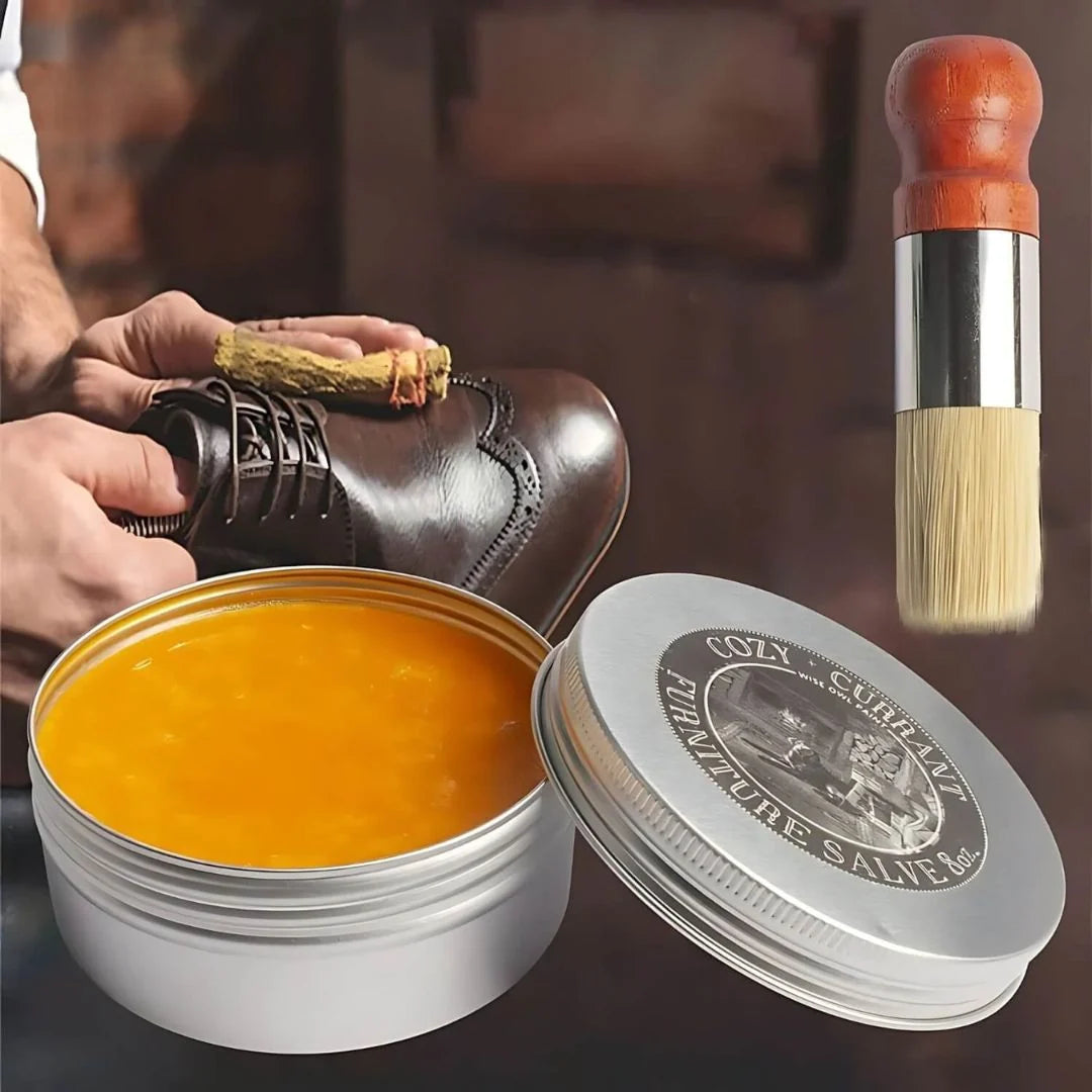 Leather Care Balm Natural Wax Colorless Includes Wooden Brush