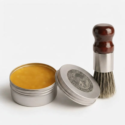 Leather Care Balm Natural Wax Colorless Includes Wooden Brush