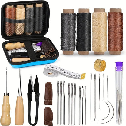 Leather Repair Sewing Kit Waxed Thread Large Needles Pouch